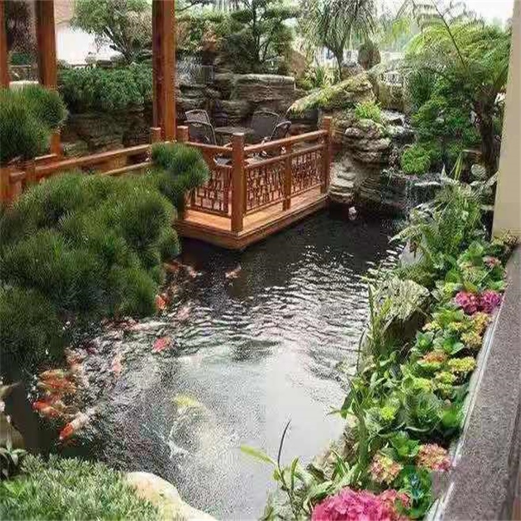 万山别墅庭院景观设计鱼池